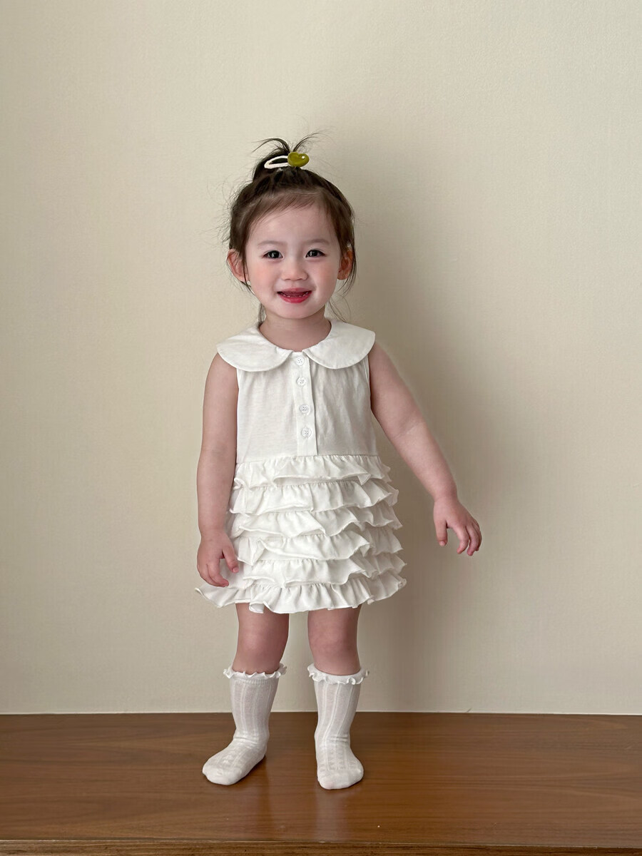 FADOBABY Girls Summer Dress New Baby Princess Doll Collar Cake Dress Children's Sleeveless Dress 7